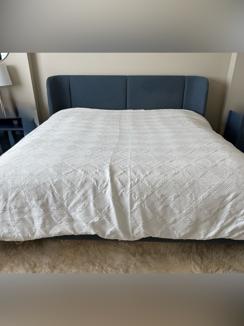 Pottery Barn Geometric 100% Cotton Duvet Cover, King/Cal King White